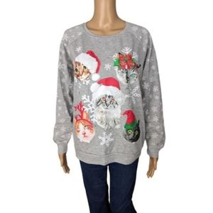 Freeze Santa Cats Christmas Light Up Sweatshirt Junior XL